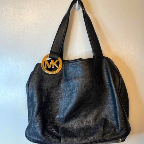 Michael Kors Fulton Large Leather East West Tote Luggage BLK Handbag - Picture 1 of 6